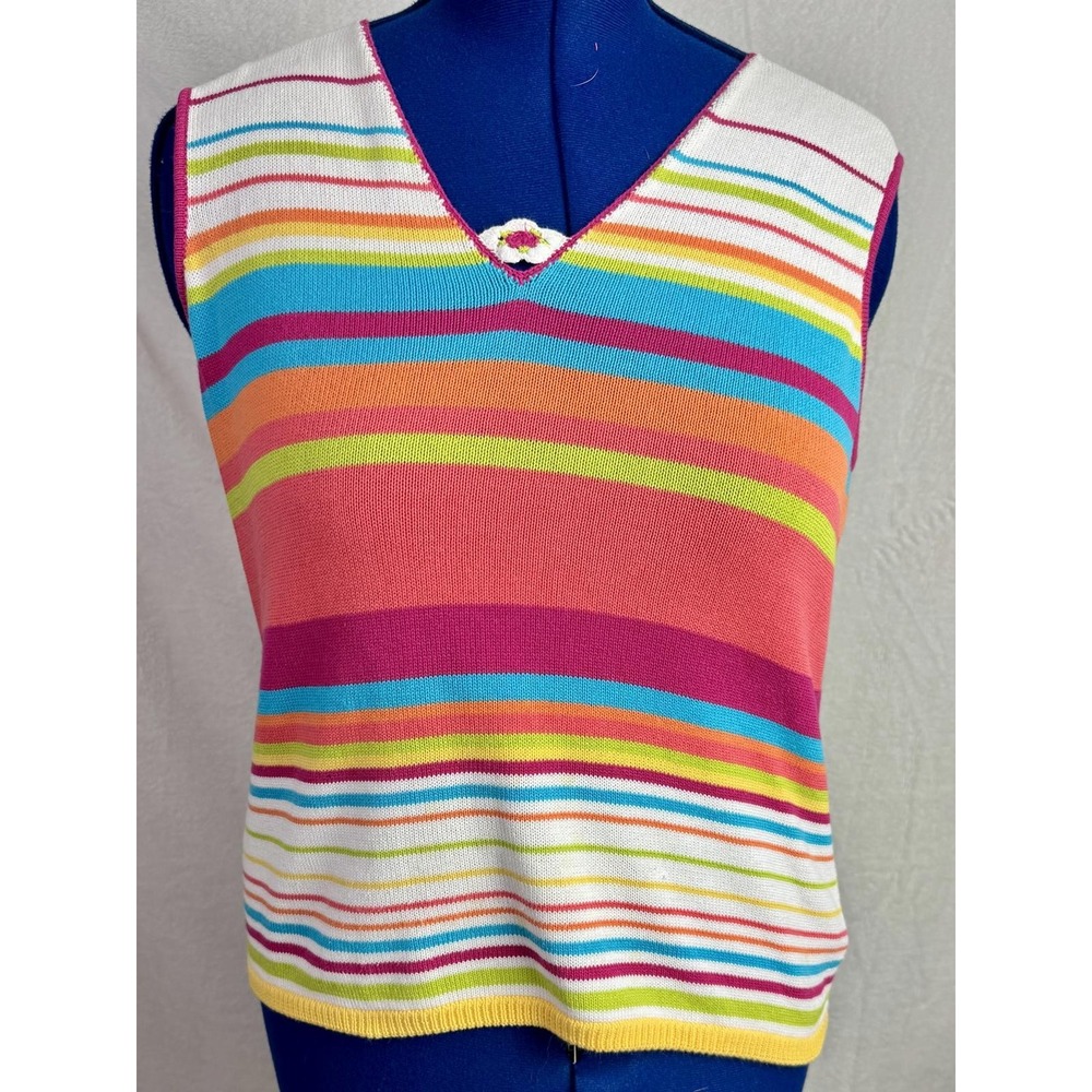 vintage rainbow stripe sweater vest y2k colorblock knit preppy indie evan picone